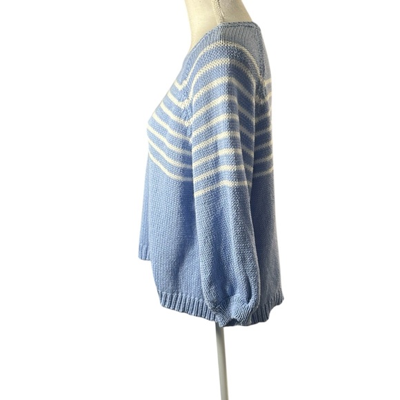 Wooden Ships Powder Blue Breton Striped Crew Cotton Sweater - Picture 3 of 9